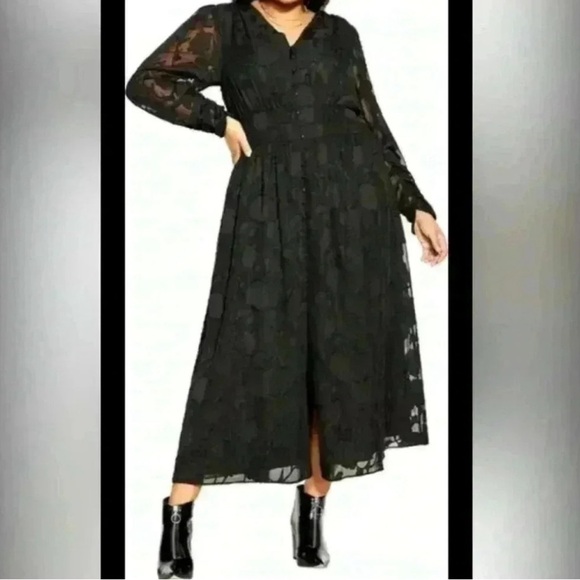 City Chic Maxi Dress Size 2XL 24 Black Sweet Sass Whimsigoth Fairy - Picture 1 of 15
